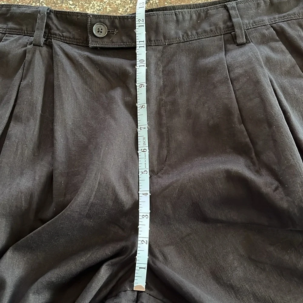 Banana Republic Pleated Wide Leg Linen Cotton Blend Trouser Pant Black 14 Petite